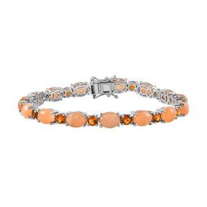 Bracelet, Peach Moonstone and Santa Ana Madeira Citrine, 7.25 inches